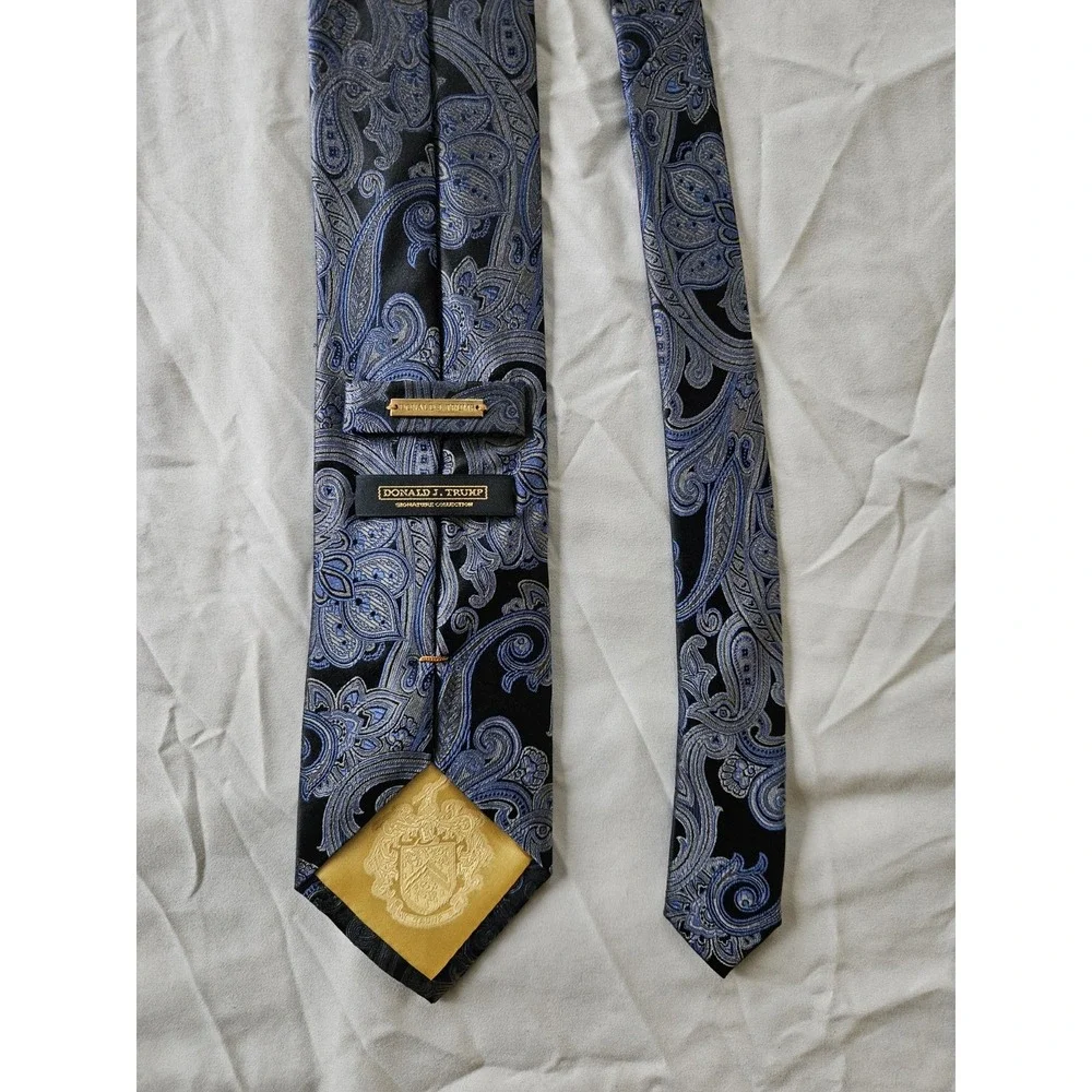 Donald Trump Tie Signature Collection Silk Gold‎ Bar Black Blue Gold